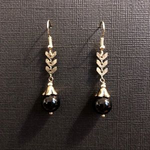 Onyx & Brass Drop Earrings